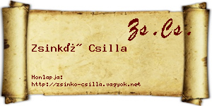 Zsinkó Csilla névjegykártya